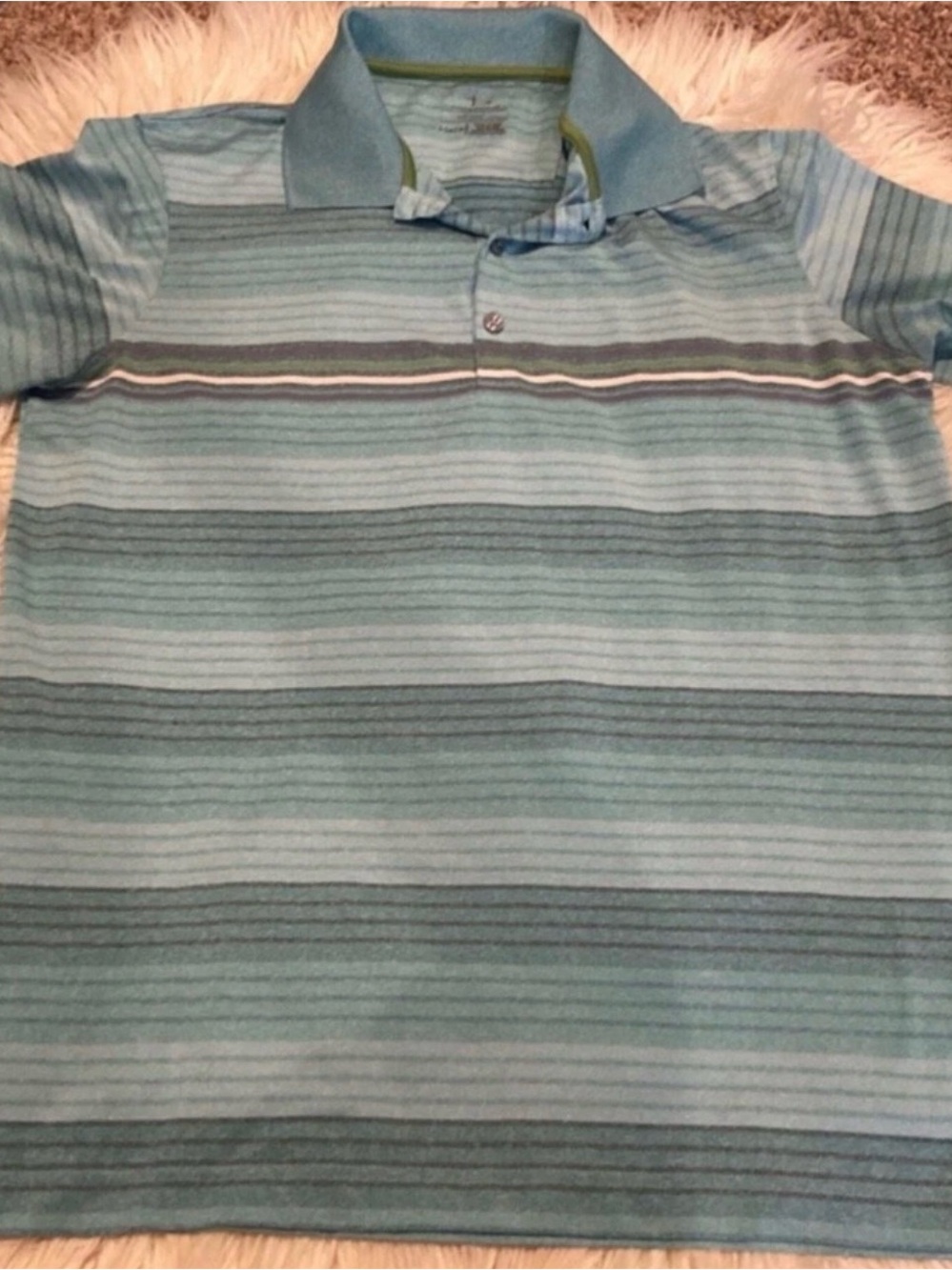 Page & Tuttle Cool Swing Large Men's Striped Polo golf Shirt - Light Blue
